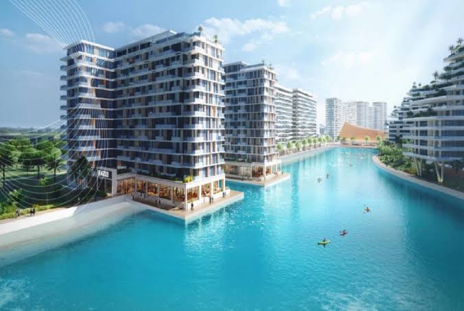 hot deal 1 bed room high floor full sea view  in Venice in Dubai south by Azizi